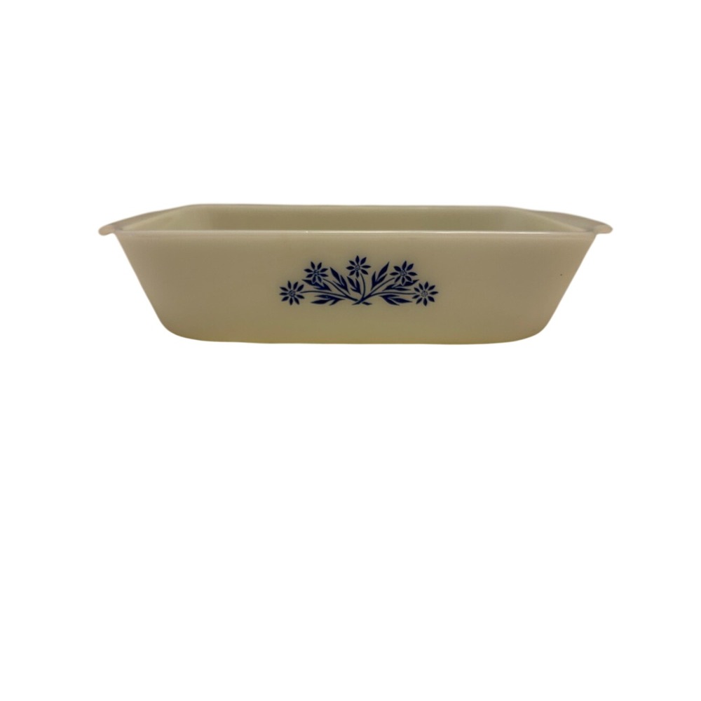 Vintage Cornflower Blue Flower Fire King Quart Baking Pan 441 Anchor Hocking USA